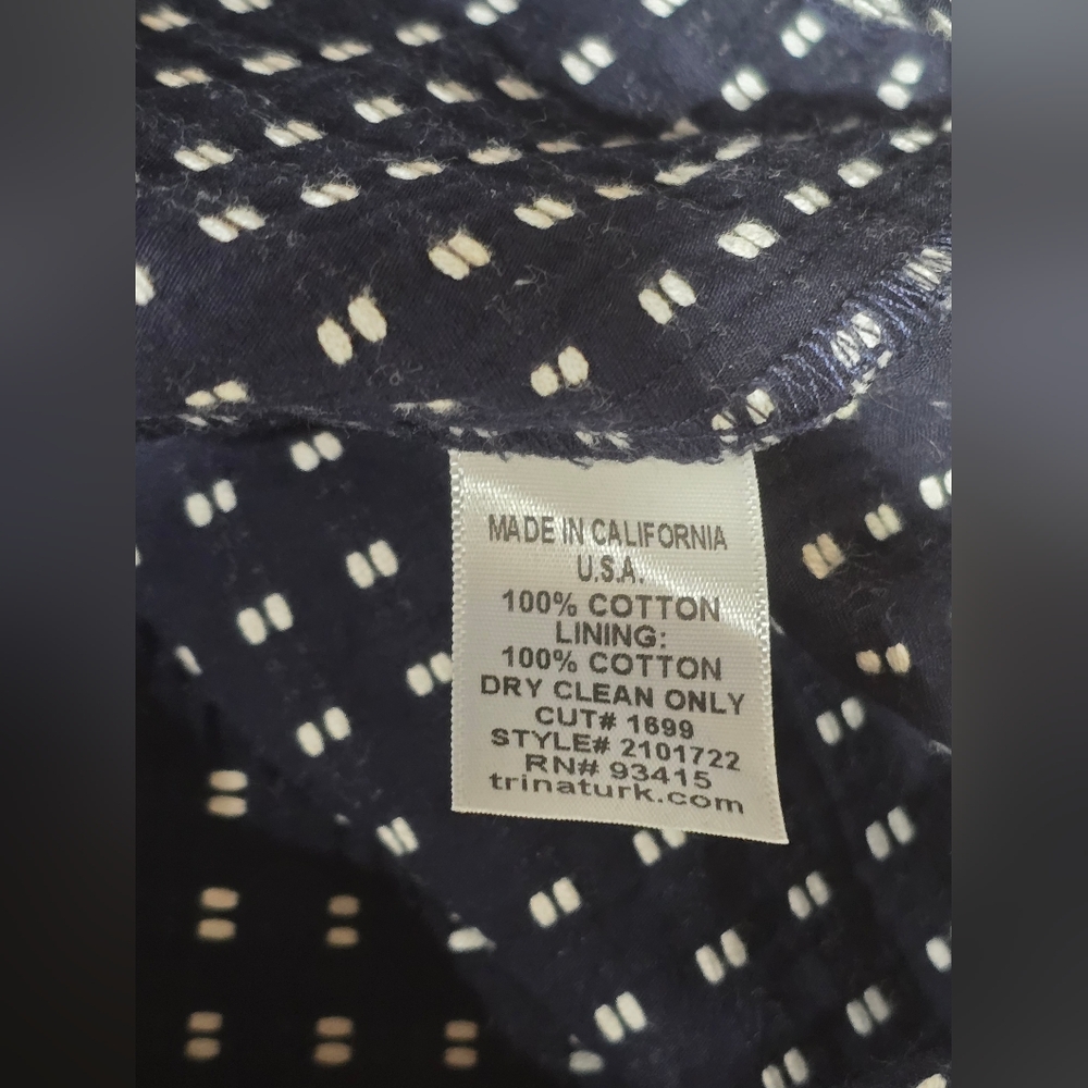 Trina Turk Pencil Skirt Navy Blue & White Geometric Pattern - Picture 7 of 8